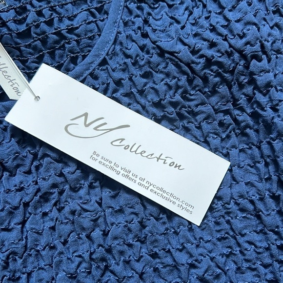 NY COLLECTION Sleeveless Textured Smocked Tiered Maxi Dress Navy size XL NWT - Picture 3 of 8